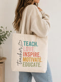 Teacher Tote Bag. Teacher Gift. Back to School Tote Bag. End of Year Teacher Gift. Teach Love Inspire Tote bag. Classroom Teacher Tote Bag