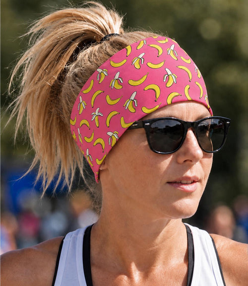 Banana Running Headband. Moisture-Wicking Workout Hairband. Wide Workout Headband. Gift for runners, nurses, and teachers.