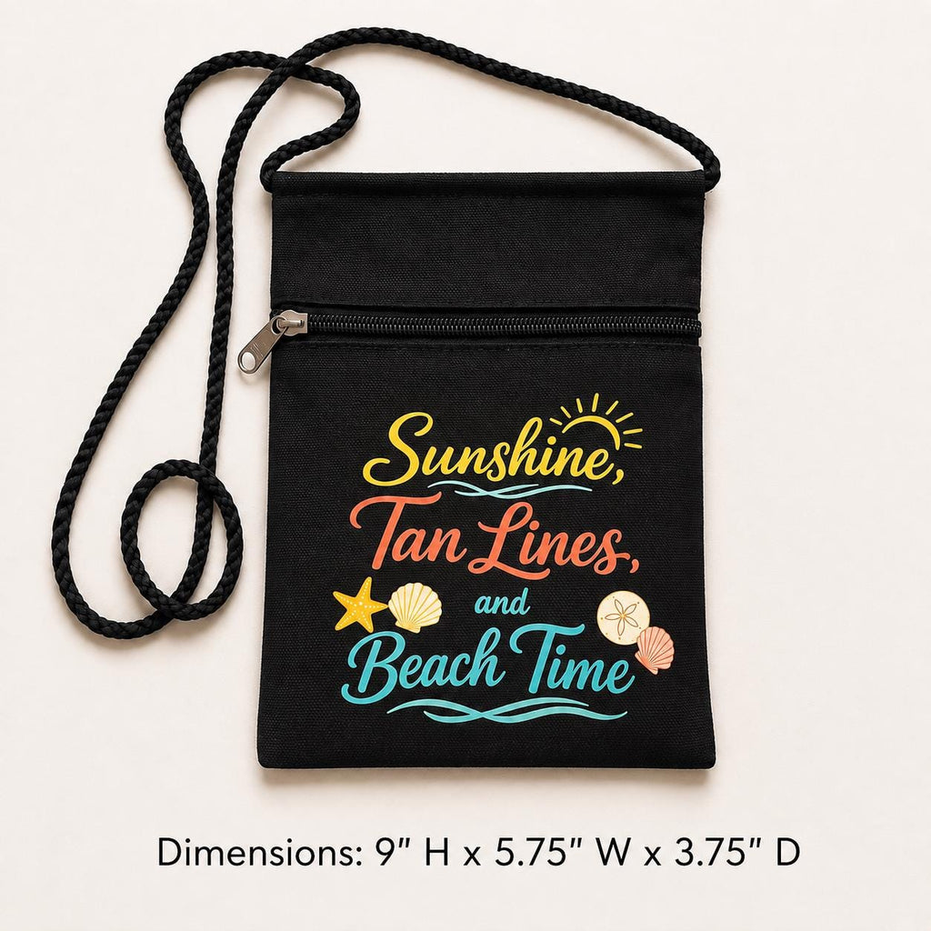 Beach Canvas Crossbody Pouch. Beach lover Gift. Vacation Shoulder Bag for Cell Phone. Shell Collection Bag for Beach. Beach Accessory Bag