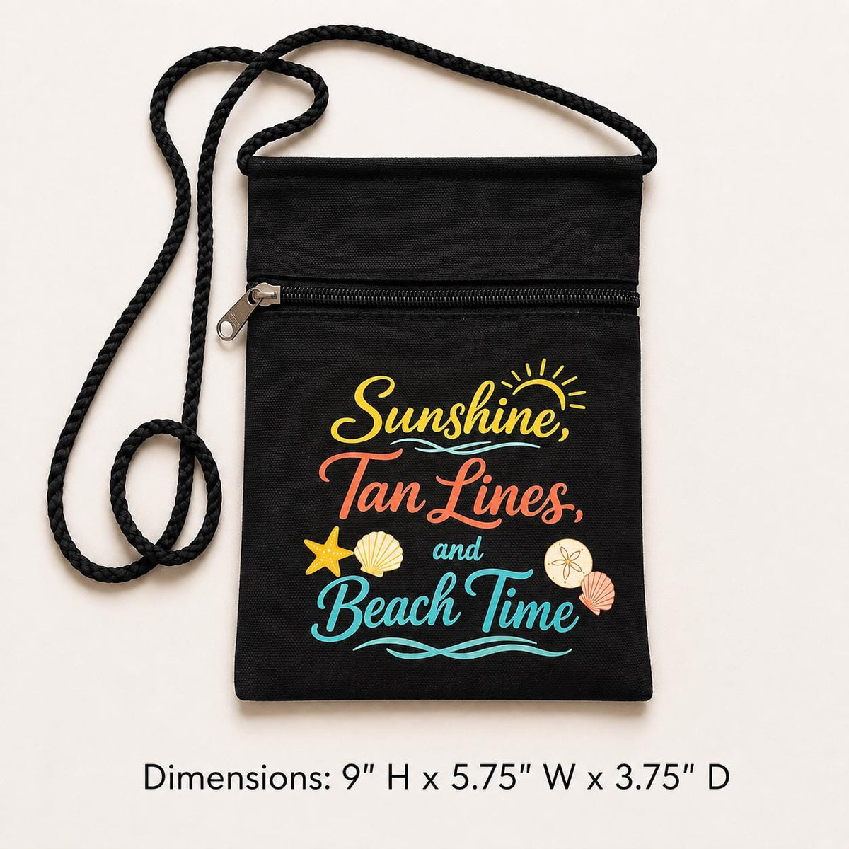 Beach Canvas Crossbody Pouch. Beach lover Gift. Vacation Shoulder Bag for Cell Phone. Shell Collection Bag for Beach. Beach Accessory Bag