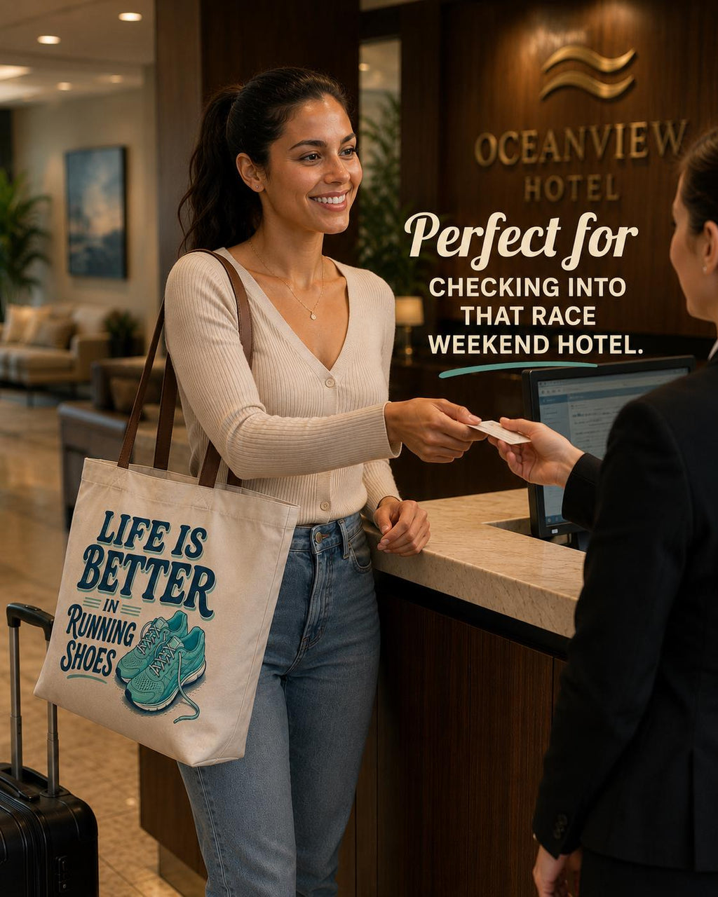 Life is Better in Running Shoes Tote Bag. Runner Gift. Running Tote Bag. Race Day Bag. Marathon Gift. Half Marathon Runner Tote. Gym Bag