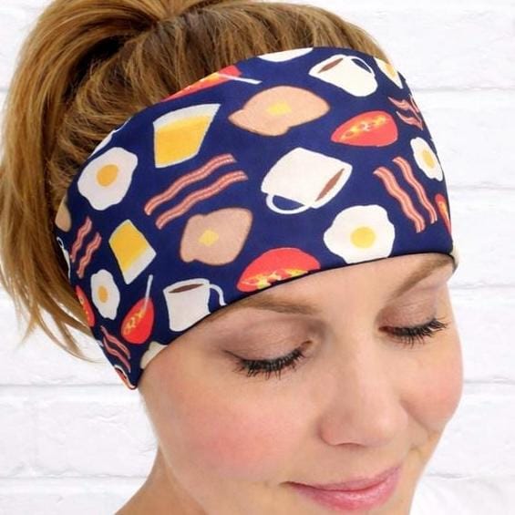 Eggs and  Bacon moisture wicking, non slip, athletic headband, Running Headband, Breakfast Headband, Headband for Cooks.