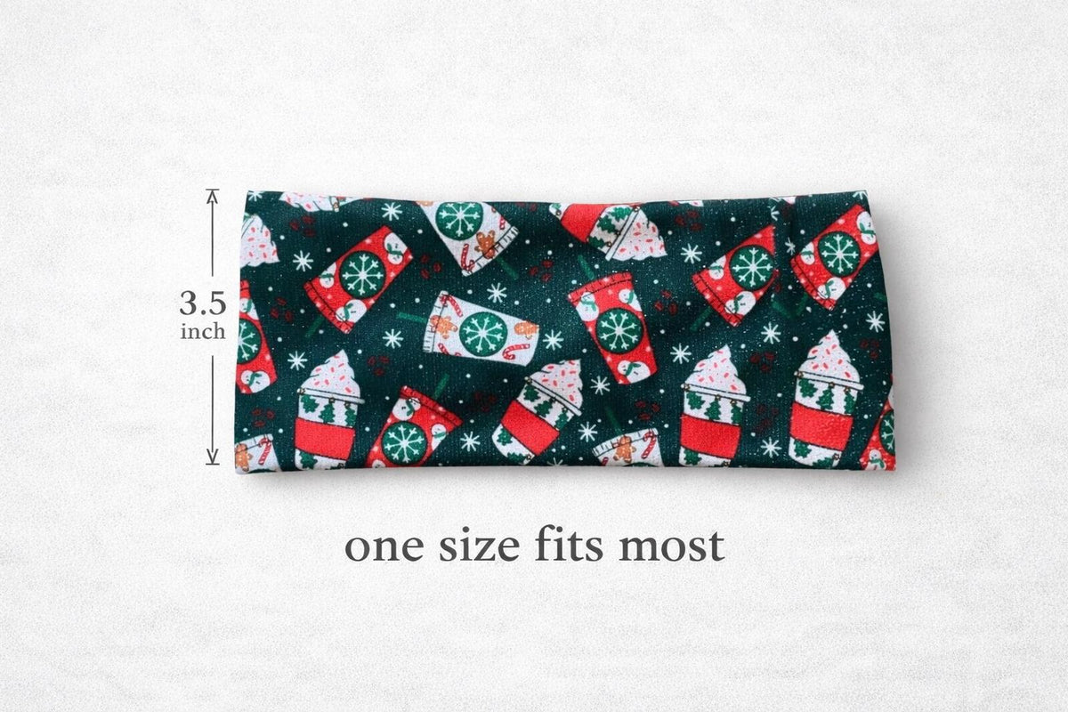 Christmas Coffee workout moisture wicking, non slip,  athletic headband, Yoga Headband. Starbucks inspired headband. Coffee headband
