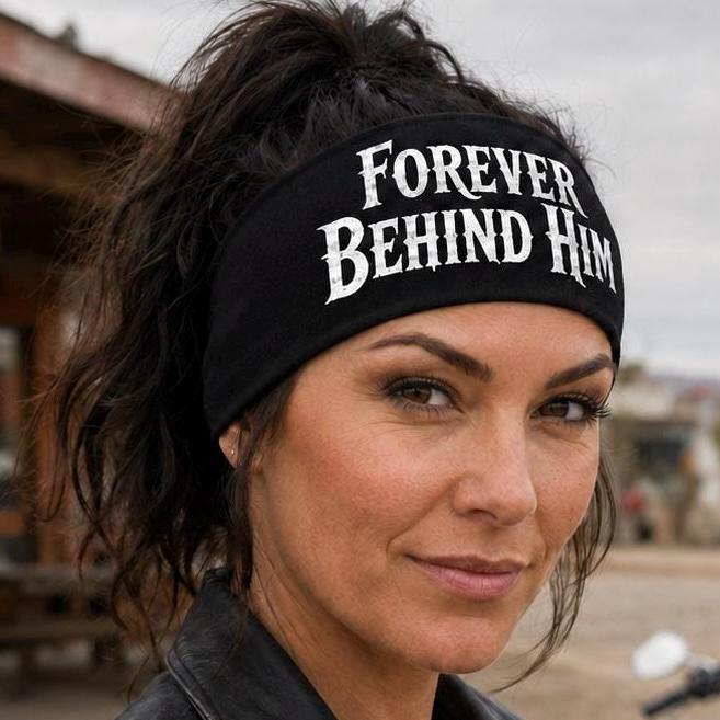 Biker Bling Headband. Motorcycle Moisture Wicking  Headband, Headband Gift for Bikers. Always Behind Him Headband. Biker Headvand For Her