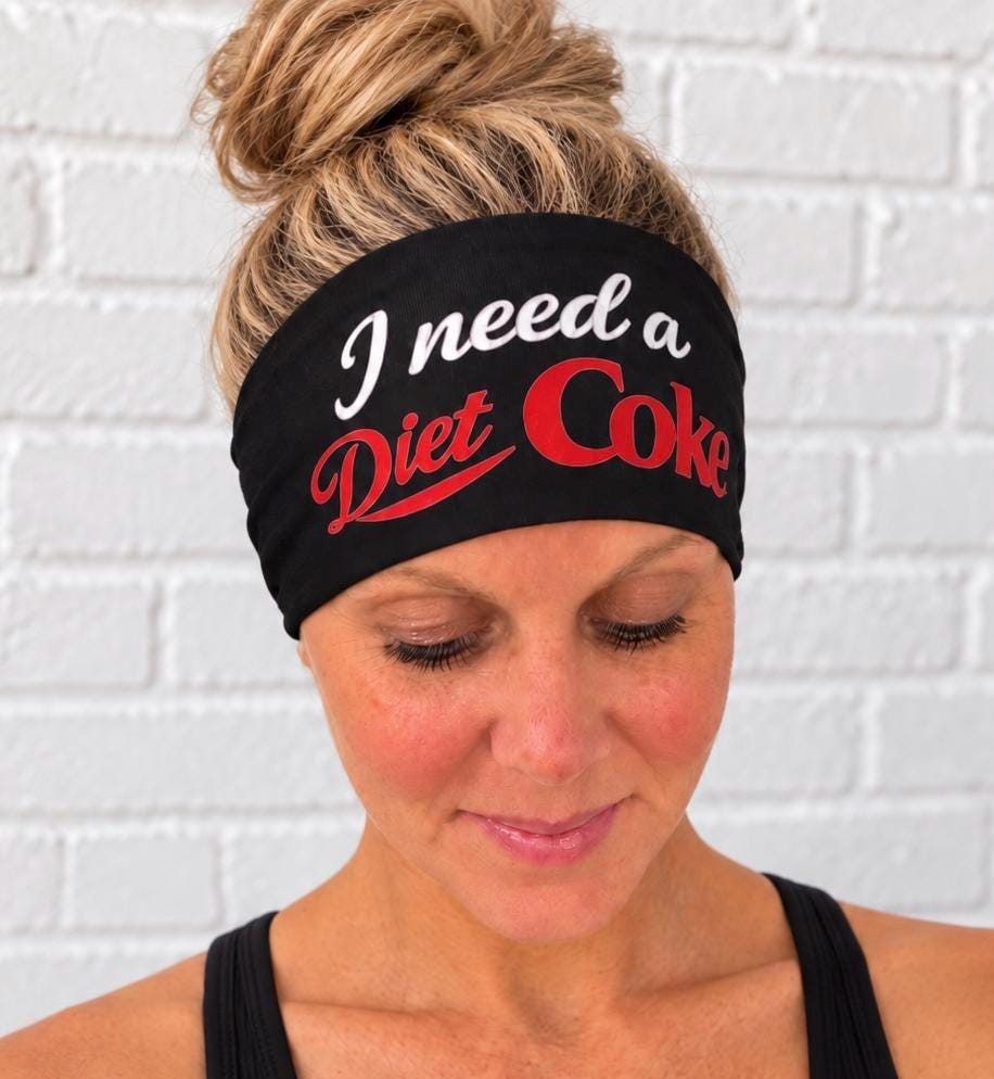Diet Coke Moisture Wicking Headband.  Non Slip athletic headband. Running Headband. Funny Workout Headband. Funny Runner Gift.