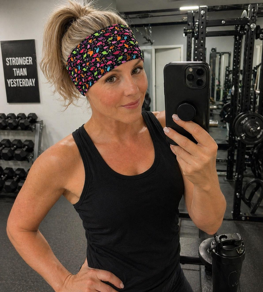 Flamingo Headband. Moisture-Wicking Workout Headband. Tropical Athletic Headband. Summer Running Headband. Zoo Headband.