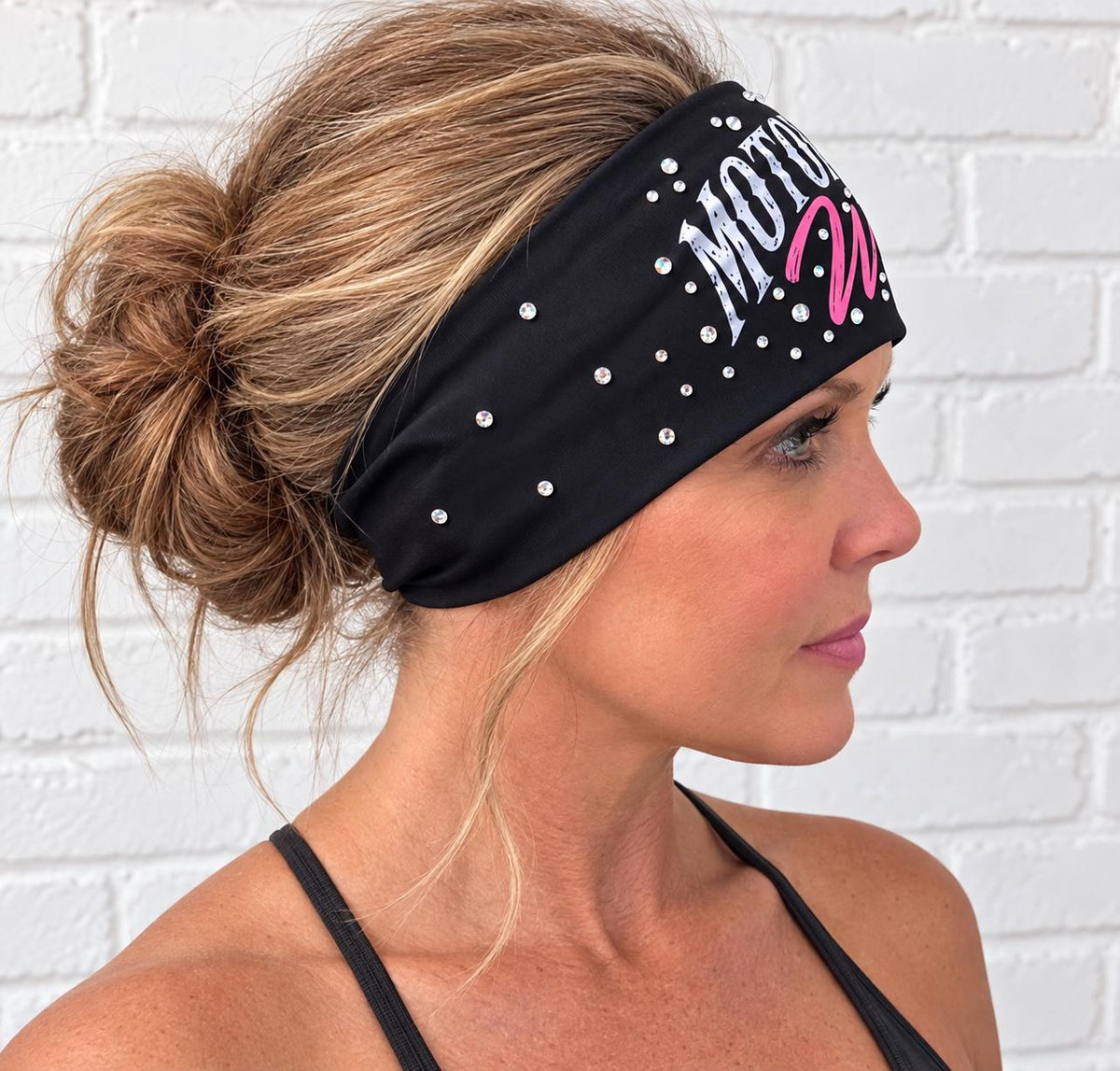 Motorcycle Wife Headband. Motorcycle Moisture Wicking Headband, Non Slip Helmet Headband, Headband Gift for Bikers. Bling Biker Headband