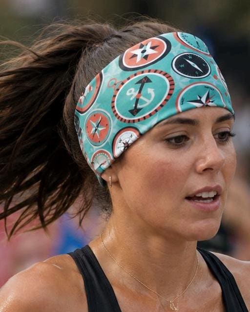 Compass Headband for Runners, Moisture Wicking Non-Slip Athletic Headband, Trail Runner Gift, Workout Headband. Nautical gift for him or her