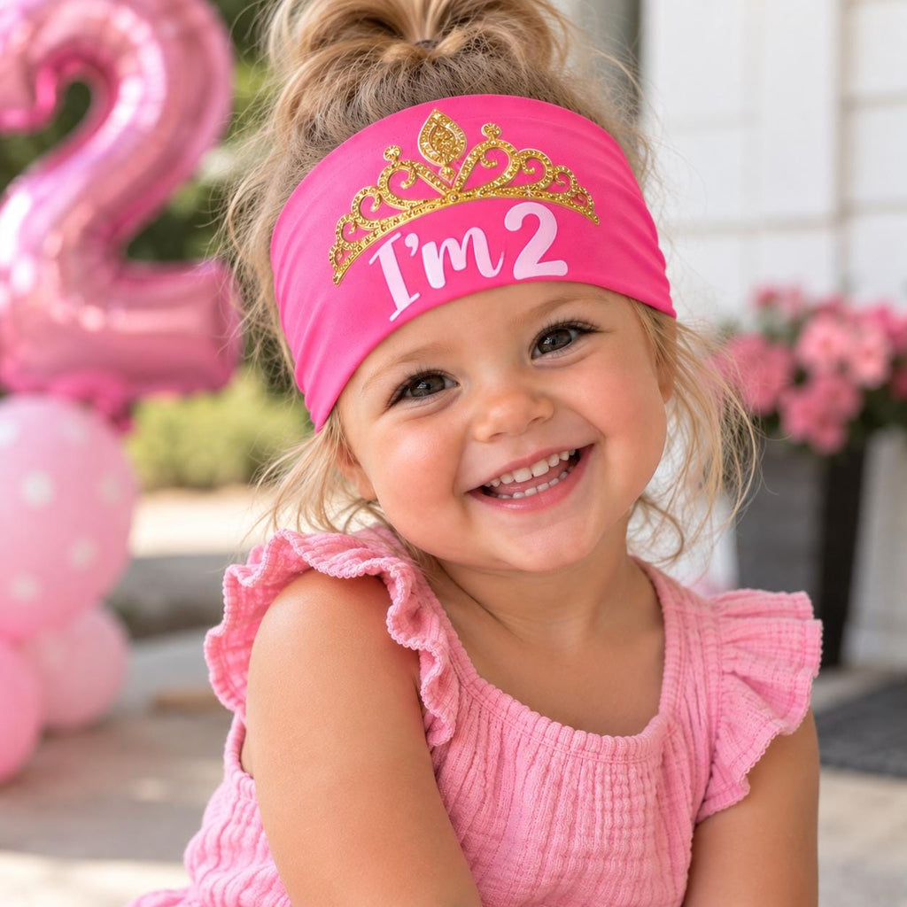 First Birthday Headband. Birthday Girl Headband. Toddler Girl Birthday Headband. I’m 2 Headband.  Pink Tiara Birthday Headbabd for Kids.