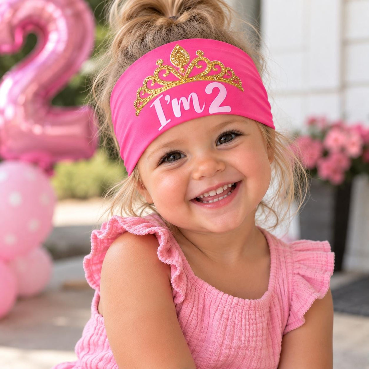 First Birthday Headband. Birthday Girl Headband. Toddler Girl Birthday Headband. I’m 2 Headband.  Pink Tiara Birthday Headbabd for Kids.