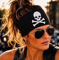 Biker Skull Headband. Motorcycle Moisture Wicking Headband, Non Slip Helmet Headband, Headband Gift for Bikers. Biker Headband