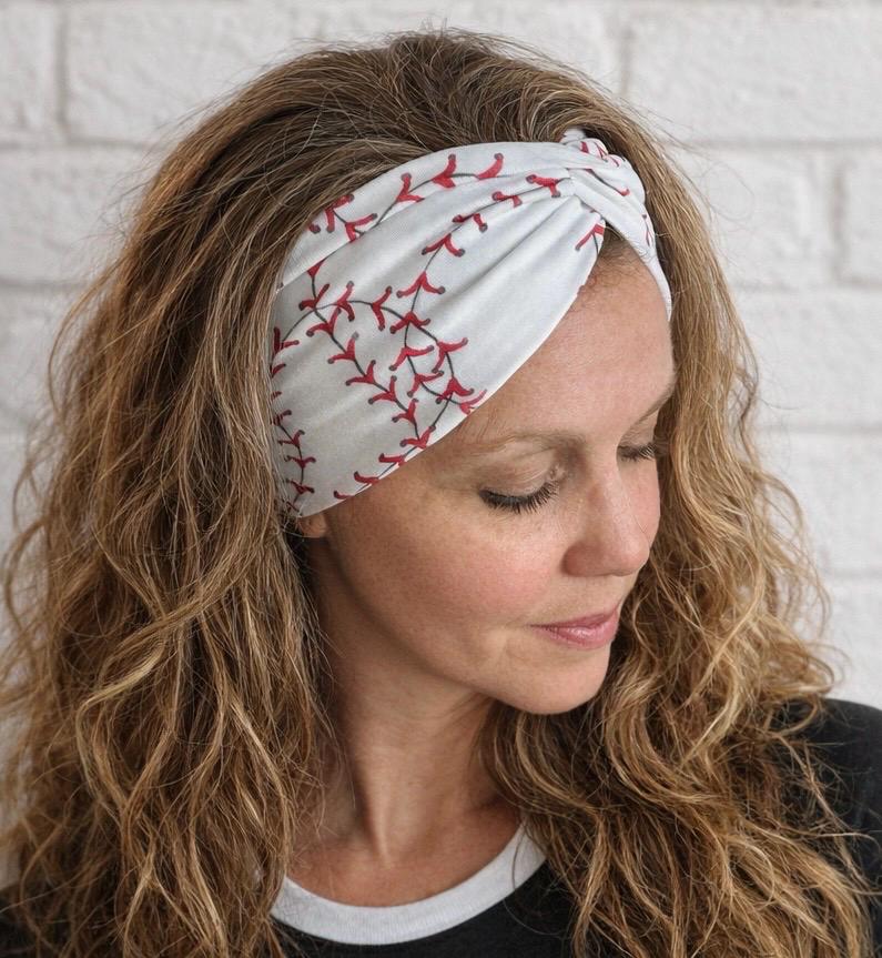 Baseball Twist Headband. Gift for moms.  Baseball Mom Twist Headband. Soft Stretchy Baseball Headband. Wide Baseball Twist Headband.