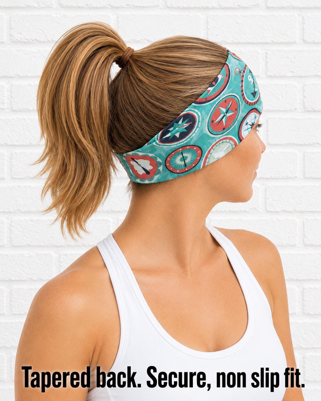 Compass Headband for Runners, Moisture Wicking Non-Slip Athletic Headband, Trail Runner Gift, Workout Headband. Nautical gift for him or her
