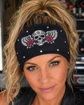 Biker Skull Headband. Motorcycle Moisture Wicking  Headband, Skull Headband Gift for Bikers. Bling Headband