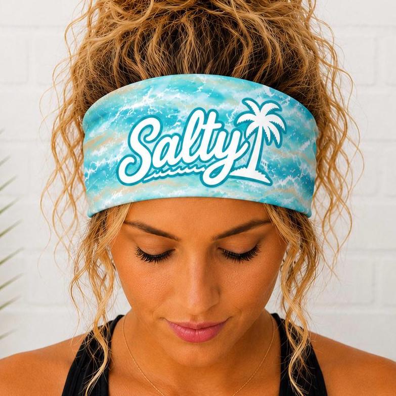 Salty Headband. Beach Moisture Wicking  Headband, Non Slip Headband, Wide Fitness Headband. Beach Vibes Headband. Beach lover gift.
