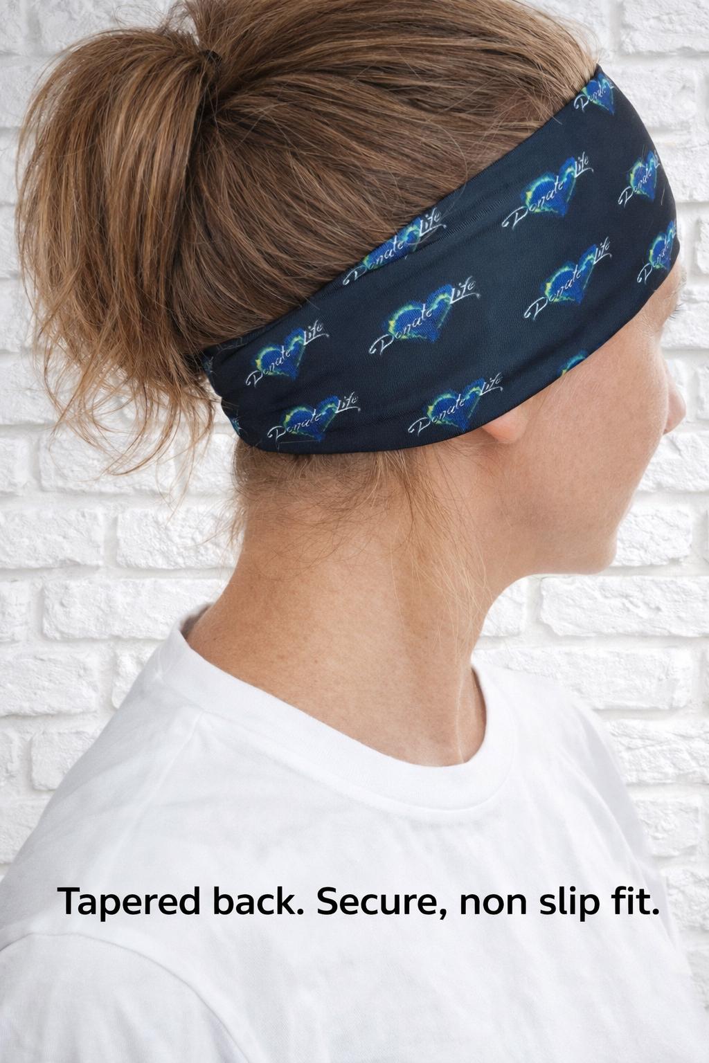 Organ Donation Moisture Wicking Headband. Non Slip athletic headband. Running Headband. Runner Gift.
