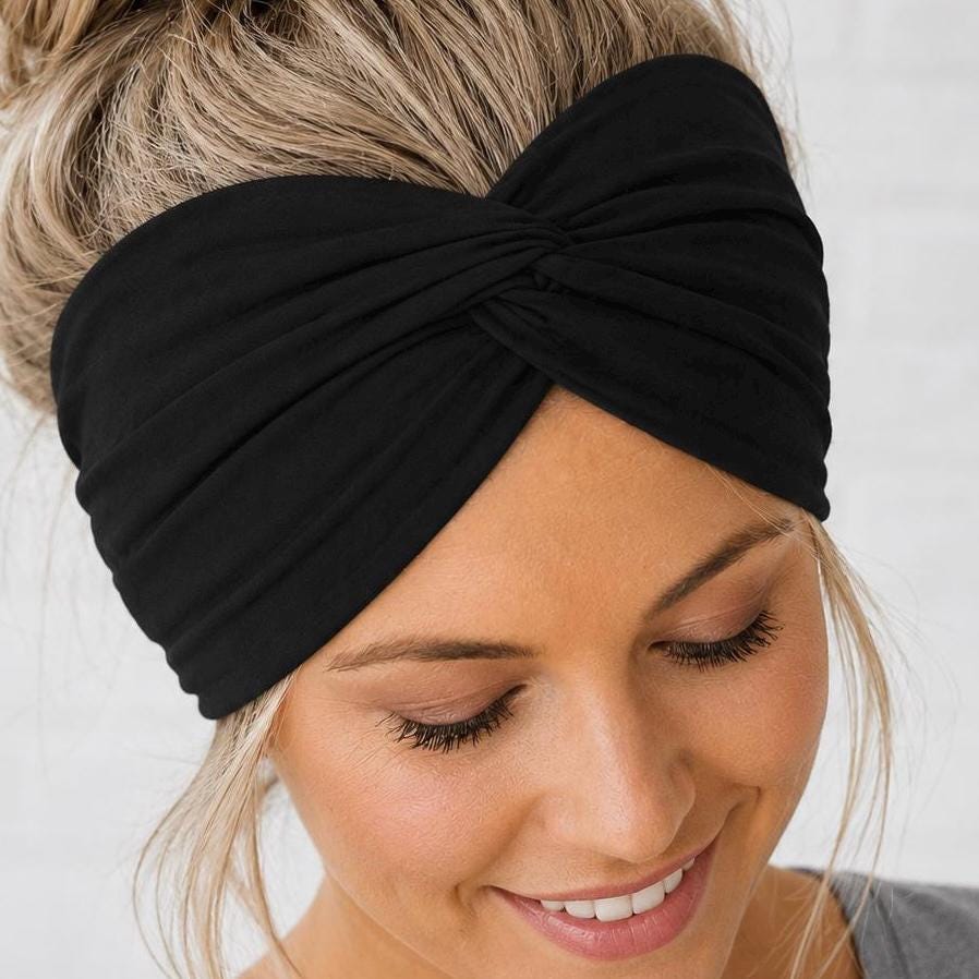 Solid Color Twist Headband for Women, Wide Soft Stretchy Hair Wrap, Everyday Yoga Workout Headband, Choose Your Color Twist Headband