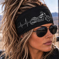 Biker Headband. Motorcycle Moisture Wicking  Headband,  Headband Gift for Bikers. Motorcycle Heartbeat Headband. Live To Ride Headband