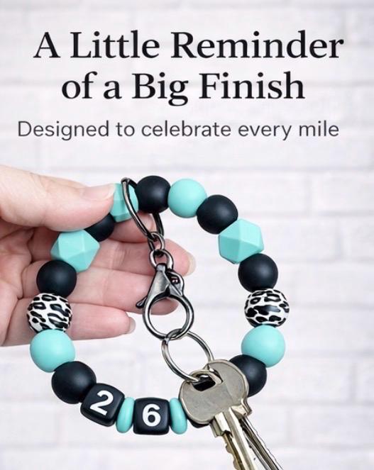 Marathon Wristlet Keychain – 26.2 Runner Gift, Beaded Bracelet Keychain, First Marathon Gift, Running Keychain, First Half Marathon Gift.