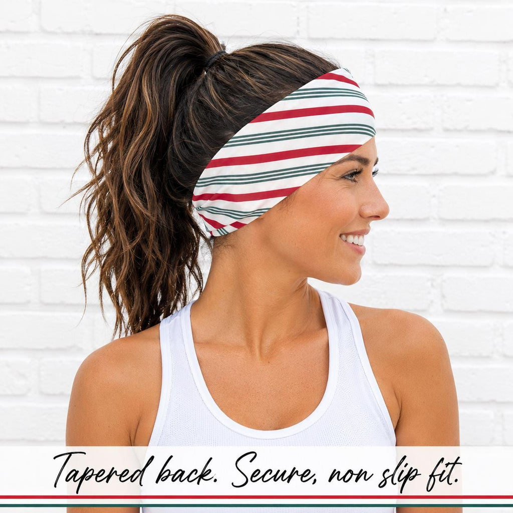 Candy Cane Striped moisture wicking, non slip, athletic headband, Running Headband, Christmas Headband, Holiday Headband. Nurse Headband.