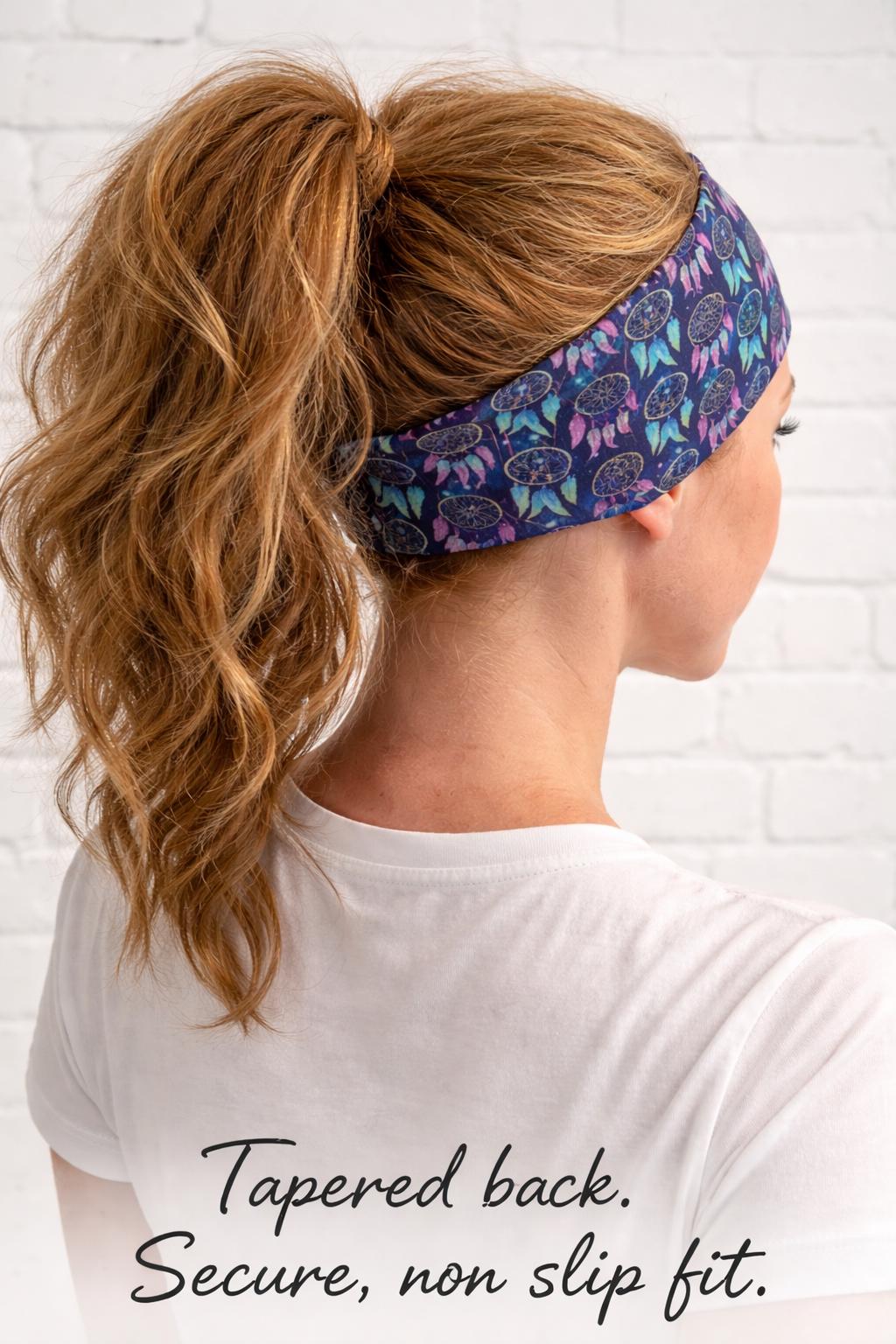 Dream Catcher moisture wicking, non slip, athletic headband, Yoga Headband. Running headband. womens workout headband. Nurse Headband.