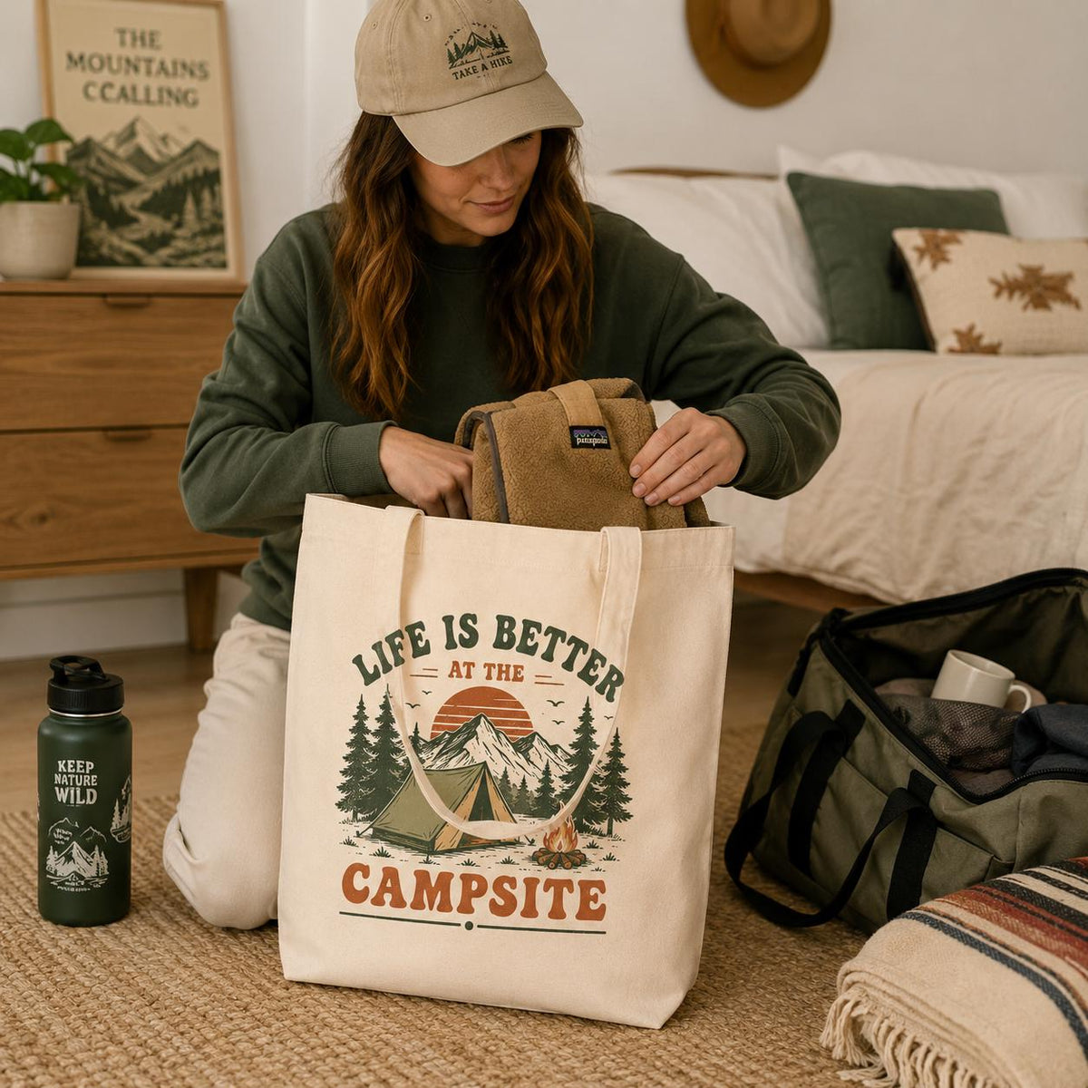 Camping Tote Bag, Life Is Better at the Campsite Tote Bag, Camping Gift for Her, Camper Canvas Bag, Glamping Tote, Nature Lover Gift
