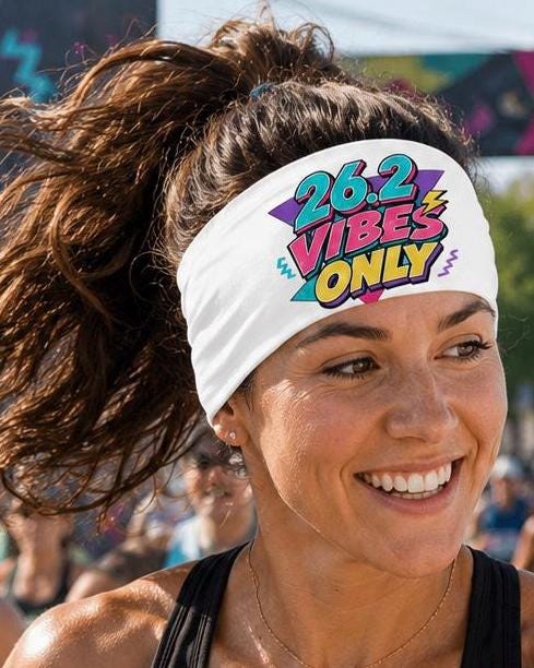 26.2 Moisture Wicking Headband.  Non Slip athletic headband. Marathon Headband. Gift For Marathon Runner. 90’s Vibe Headband.