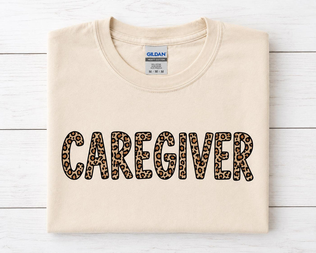 Caregiver Shirt, Leopard Print Caregiver Tee, CNA Gift, Home Health Aide Shirt, Nursing Assistant Shirt, Direct Support Professional Tee