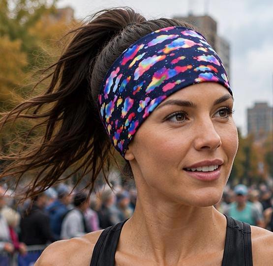 Rainbow Clouds moisture wicking, non slip, athletic headband, Running Headband,  Non slip workout headband. Headband for nurses and cooks.