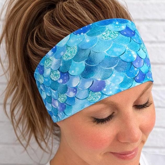 Mermaid moisture wicking, non slip, athletic headband. Headband for nurses, teachers, and runners. Gym workout headband.