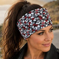 Skulls and Roses Moisture Wicking Headband For Running. Non Slip Workout Headband. Motorcycle Headband. Halloween Headband.