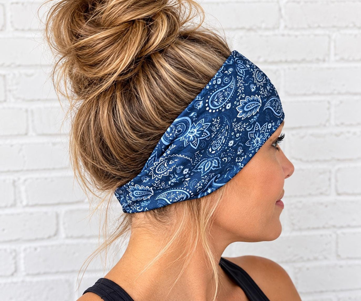 BandanaHeadband Bundle. Moisture wicking, non slip, athletic headband.  Gift for Runner. Yoga Headband. Wide Athletic Headband. Bandana Gift