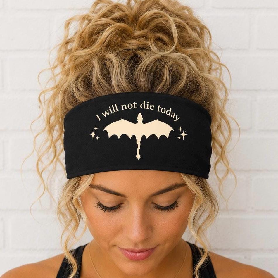 Forth Wing Headband, Book Lover Headband.  Dragon Workout Headband, Non Slip Athletic Headband, Wide Fitness Headband. Wingleader Headband