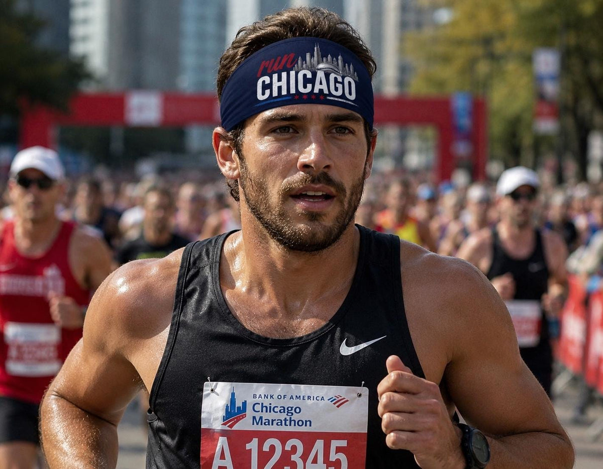 Run Chicago Headband. Chicago Marathon Headband. Running Headband. Race Day Headband. Moisture Wicking Athletic Headband. Chicago Headband