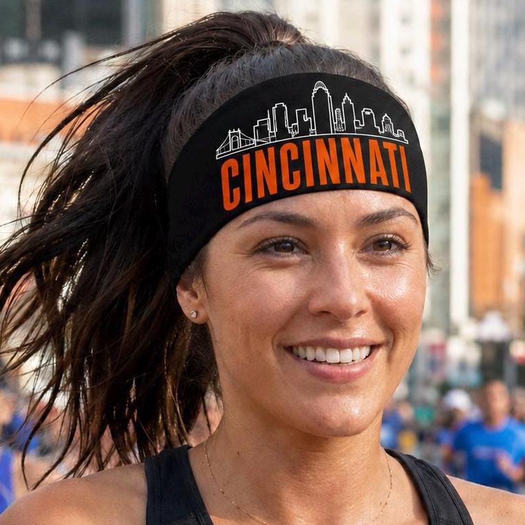 Cincinnati Headband. Cincinnati Running Headband. Race Day Headband. Gift for Runner. Moisture Wicking Sports Headband. Cincinnati Skyline