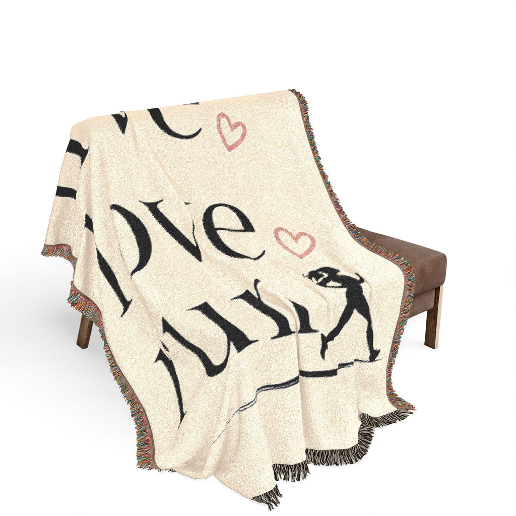 Live Love Run Blanket, Runner Throw Blanket, Cozy Running Gift for Her, Woven Couch Blanket, Marathon Runner Home Decor, Neutral Runner Gift