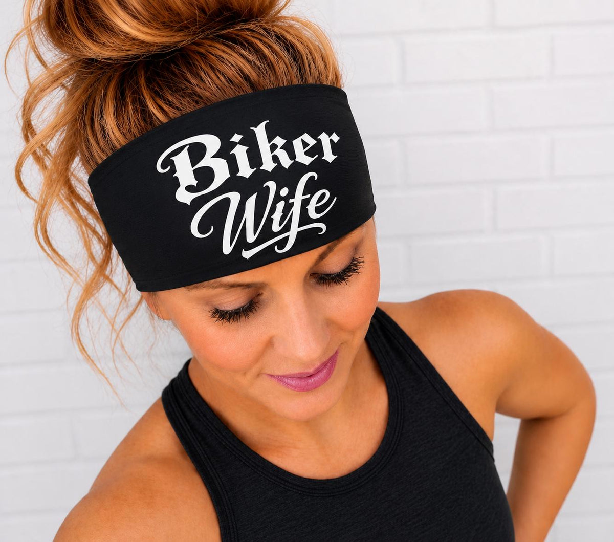 Biker Wife Headband. Motorcycle Moisture Wicking Headband, Non Slip Helmet Headband, Headband Gift for Bikers. Bling Biker Headband