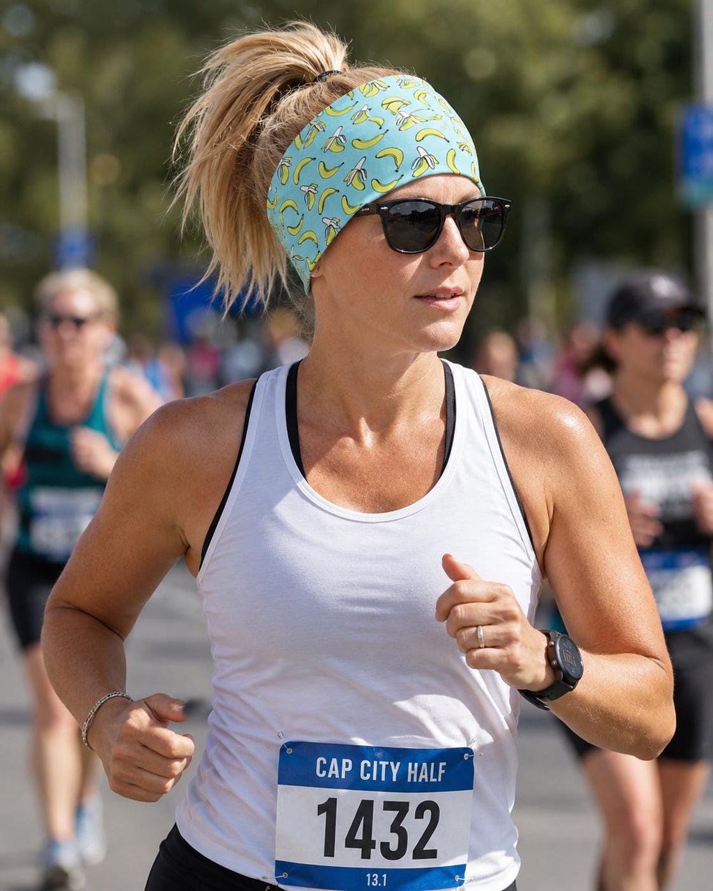 Banana Running Headband. Moisture-Wicking Workout Hairband. Wide Workout Headband. Gift for runners, nurses, and teachers.