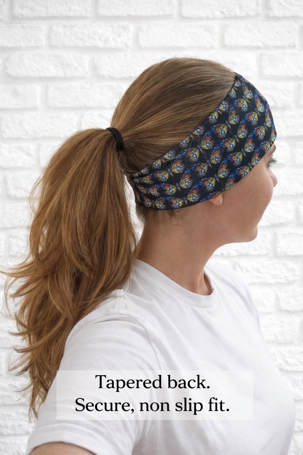 Butterfly Headband for Runners, Moisture Wicking Non-Slip Athletic Headband, Gift for runners, nurses, and teachers. Workout Sweatband