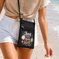 Beach Canvas Crossbody Pouch. Beach lover Gift. Vacation Shoulder Bag for Cell Phone. Shell Collection Bag for Beach. Beach Accessory Bag