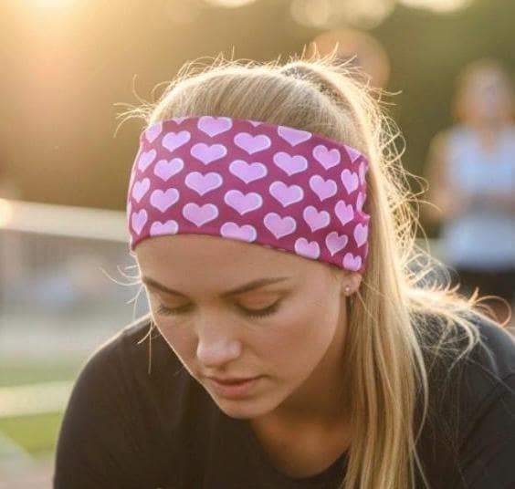 Valentine’s Day Hearts moisture wicking, non slip, athletic headband, Running Headband, Women’s Headband. Headband for Moms. Heart Headband.