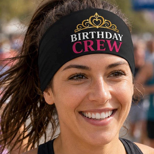 Birthday Queen Workout Headband. Birthday Crew Running Headband. Running Headband. Race Day Headband. Moisture Wicking Athletic Headband.