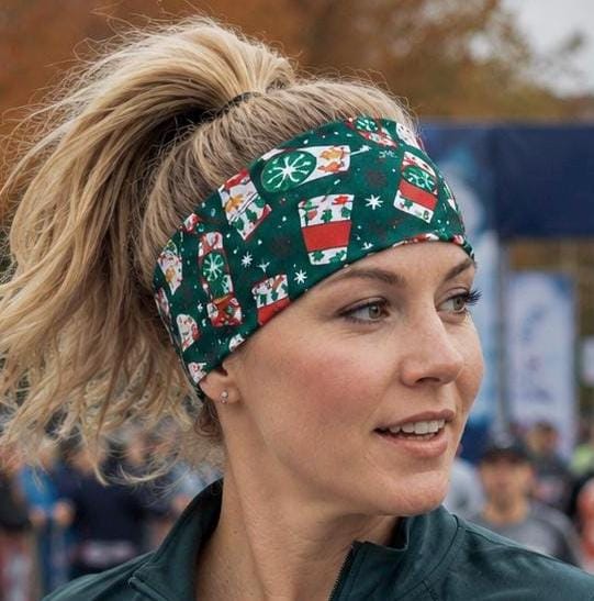 Christmas Coffee workout moisture wicking, non slip,  athletic headband, Yoga Headband. Starbucks inspired headband. Coffee headband