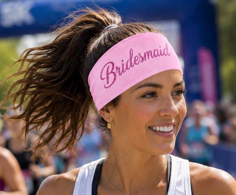 Bridesmaid Moisture Wicking Headband.  Non Slip athletic headband. Bachelorette Party Running Headband. Bridesmaid Gift