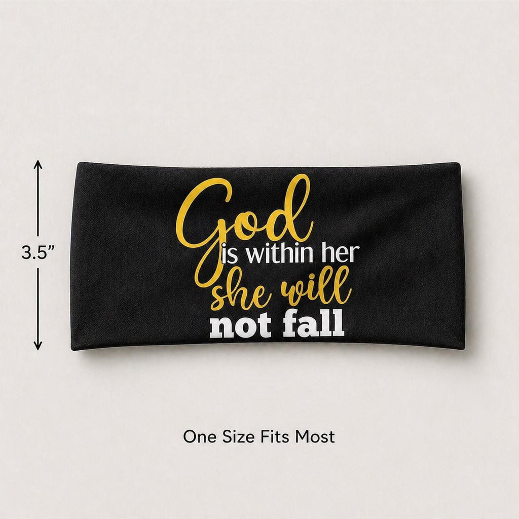 Christian Headband, God Is Within Her Running Headband.  Inspirational Workout Headband, Non Slip Athletic Headband, Wide Fitness Headband