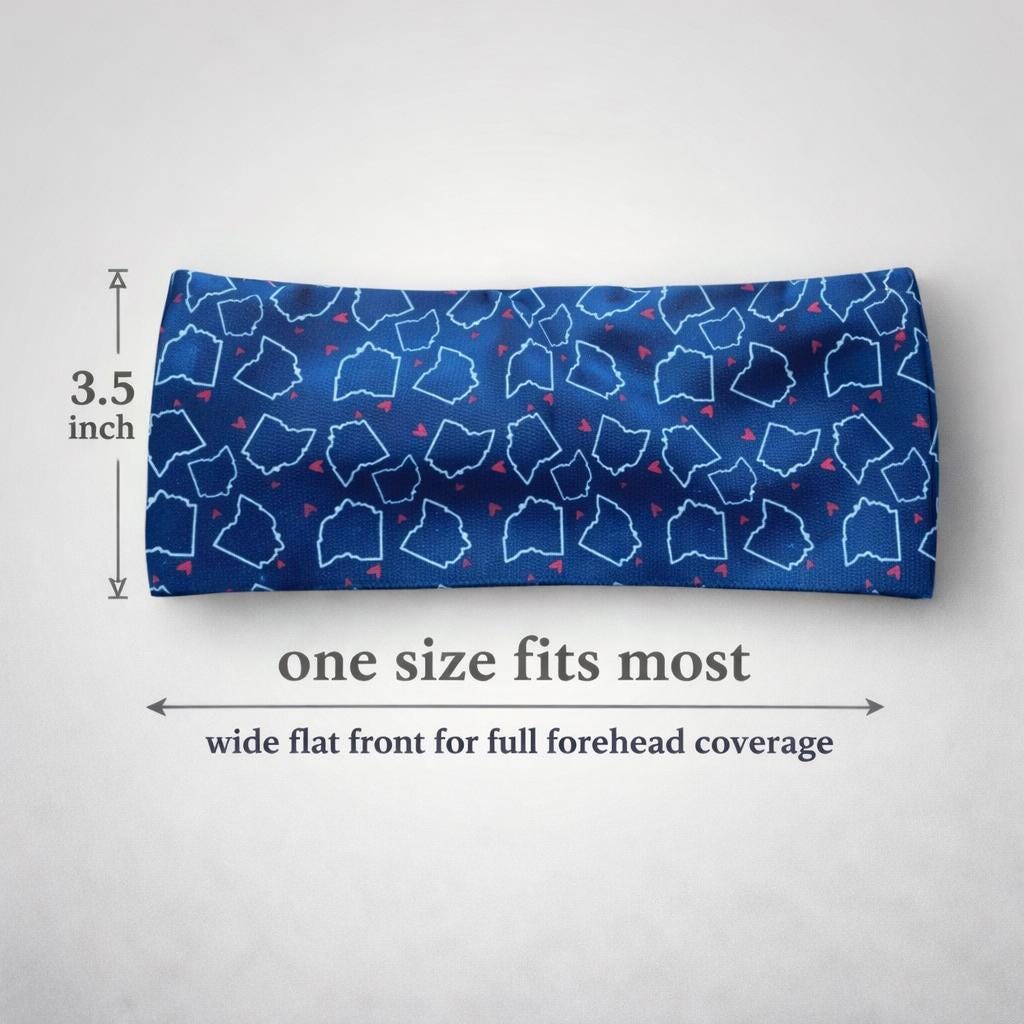 Ohio moisture wicking, non slip, athletic headband. Headband for runners, nurses, and teachers. Workout headband for Gym. Heart of Ohio Gift