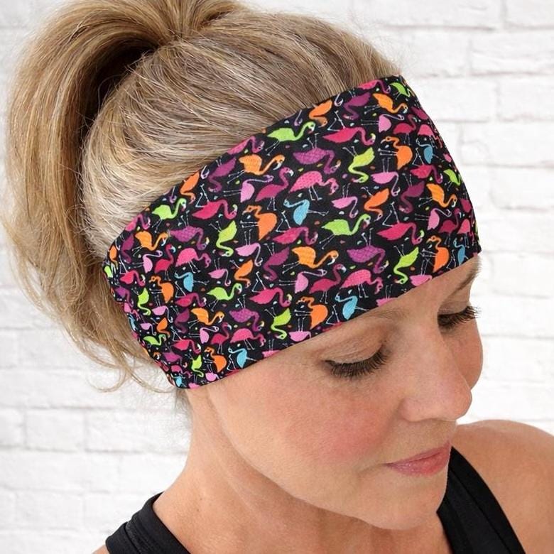 Flamingo Headband. Moisture-Wicking Workout Headband. Tropical Athletic Headband. Summer Running Headband. Zoo Headband.