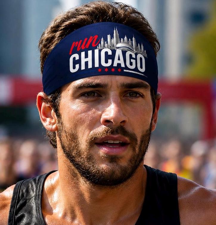 Run Chicago Headband. Chicago Marathon Headband. Running Headband. Race Day Headband. Moisture Wicking Athletic Headband. Unisex Headband