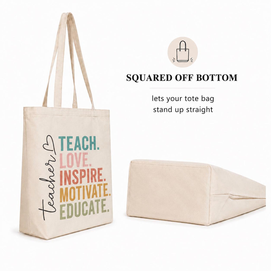 Teacher Tote Bag. Teacher Gift. Back to School Tote Bag. End of Year Teacher Gift. Teach Love Inspire Tote bag. Classroom Teacher Tote Bag