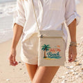 Beach Canvas Crossbody Pouch. Beach lover Gift. Vacation Shoulder Bag for Cell Phone. Shell Collection Bag for Beach. Beach Accessory Bag